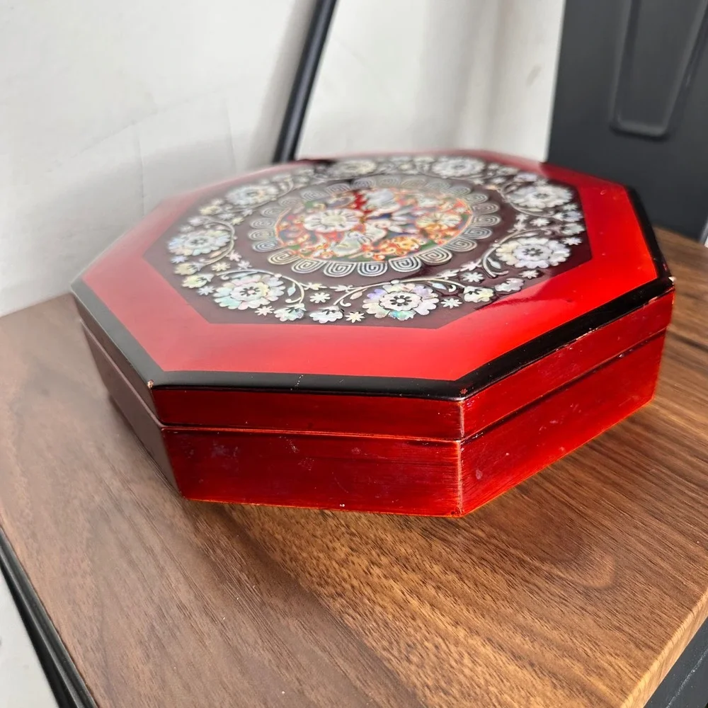 Vintage‎ Chinese Lacquer Inlaid Mother of Pearl 